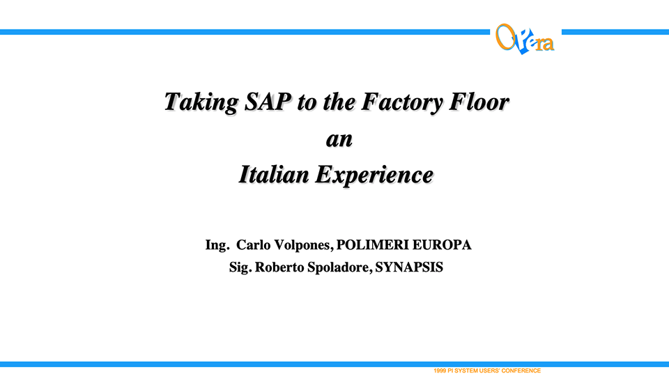 Eni (Polimeri Europa) – Taking SAP to the Factory Floor_